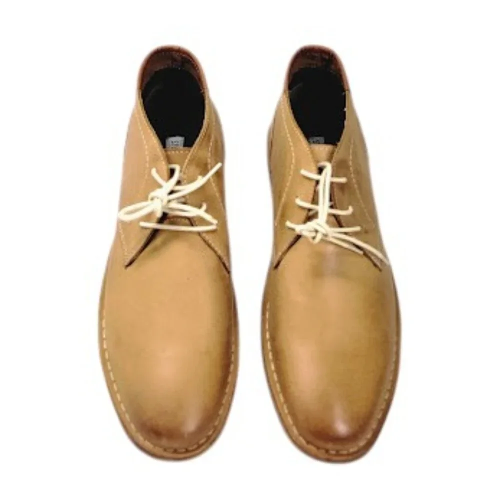 STEVE MADDEN Hestonn Men's Tan Leather Chukka Boots Lace Up Shoes Size 11.5 NWOB